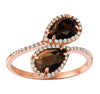 ESTATE LARGE 1.5CT DIAMOND & AAA SMOKY QUARTZ 14K ROSE GOLD 3D CRISS CROSS RING
