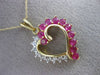 ESTATE 1.65CT DIAMOND & RUBY 14KT TWO TONE GOLD OPEN HEART LOVE FLOATING PENDANT