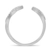 ESTATE .16CT DIAMOND 14KT WHITE GOLD TAPERED PAVE DOUBLE HEART FLOWER LOVE RING
