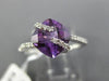 ESTATE 2.34CT DIAMOND & AAA AMETHYST 14KT WHITE GOLD SQUARE CRISS CROSS FUN RING