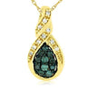 ESTATE .25CT WHITE & BLUE DIAMOND 14KT YELLOW GOLD CLASSIC OVAL CLUSTER PENDANT