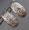 ESTATE WIDE .71CT DIAMOND 14KT WHITE GOLD 3D THREE ROW PAVE HUGGIE EARRINGS