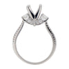 ESTATE .58CT DIAMOND 18KT WHITE GOLD 3 STONE 4 PRONG SEMI MOUNT ENGAGEMENT RING