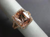 ESTATE LARGE 5.10CT DIAMOND & AAA MORGANITE 14KT ROSE GOLD HALO ENGAGEMENT RING