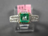 ESTATE .91CT DIAMOND & AAA EMERALD 18KT 2 TONE GOLD SQUARE HALO ENGAGEMENT RING
