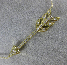ESTATE .10CT DIAMOND 14KT YELLOW GOLD 3D CLASSIC CUPIDS ARROW LOVE NECKLACE