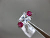 ESTATE 2.49CT DIAMOND & AAA RUBY 14KT WHITE GOLD 3D THREE STONE ENGAGEMENT RING