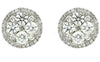 ESTATE LARGE 1.78CT ROUND DIAMOND 14K WHITE GOLD 3D CLUSTER FLOWER STUD EARRINGS