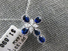 ESTATE 1.01CT DIAMOND & AAA SAPPHIRE 14KT WHITE GOLD 3D FILIGREE CROSS PENDANT