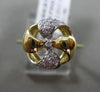 ESTATE .20CT DIAMOND 14KT WHITE & YELLOW GOLD 3D HANDCRAFTED FLOWER FAN RING