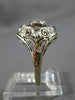 ANTIQUE WIDE .5CT OLD MINE DIAMOND & AAA SAPPHIRE 14K WHITE GOLD ENGAGEMENT RING