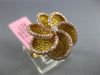 ESTATE LARGE 2.94CT MULTI COLOR DIAMOND 18KT TRI COLOR GOLD 3D WAVE FLOWER RING