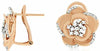 ESTATE .35CT DIAMOND 14KT ROSE GOLD 3D CLASSIC FLOWER ROSE CLIP ON EARRINGS