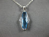 ESTATE 1.59CT DIAMOND & AAA BLUE TOPAZ 14K WHITE GOLD TRAPEZOID FLOATING PENDANT