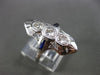 ANTIQUE LARGE .70CT DIAMOND & SAPPHIRE 14KT WHITE GOLD 3D 3 STONE FILIGREE RING