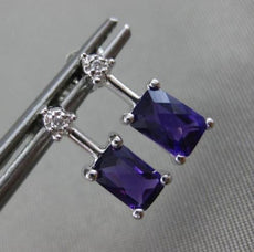 ESTATE 1CT DIAMOND & AAA AMETHYST 14KT WHITE GOLD CLASSIC POST HANGING EARRINGS