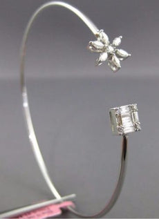 .48CT ROUND BAGUETTE & MARQUISE DIAMOND 18K WHITE GOLD SQUARE STAR FLOWER BANGLE
