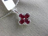 ESTATE .74CT DIAMOND & AAA RUBY 18KT WHITE GOLD 3D 4 LEAF CLOVER FLOWER PENDANT
