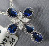 ESTATE 1.01CT DIAMOND & AAA SAPPHIRE 14KT WHITE GOLD 3D FILIGREE CROSS PENDANT
