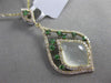 ESTATE 3.13CT DIAMOND & EMERALD & AGATE 14K YELLOW GOLD 3D FLOATING PENDANT