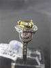 ESTATE 1.64CT FANCY YELLOW DIAMOND 18K TWO TONE GOLD DOUBLE HALO ENGAGEMENT RING
