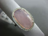 ESTATE LARGE .14CT DIAMOND & AAA EXTRA FACET PINK QUARTZ 14K WHITE GOLD FUN RING