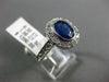 ESTATE 1.82CT DIAMOND & AAA SAPPHIRE 14K WHITE GOLD OVAL 3D HALO ENGAGEMENT RING