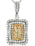 ESTATE 1.91CT WHITE & FANCY YELLOW DIAMOND 14K WHITE GOLD 3D SQUARE HALO PENDANT