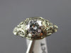 ANTIQUE WIDE .60CT DIAMOND 14K WHITE GOLD CLASSIC SOLITAIRE FILIGREE RING #23433
