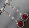 ESTATE 4.30CT DIAMOND & AAA RUBY 14KT WHITE GOLD 3D CHANDELIER EARRINGS #24574