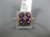 ESTATE 1.17CT DIAMOND & AAA AMETHYST 14KT ROSE GOLD 3D SQUARE FLOWER LOVE RING