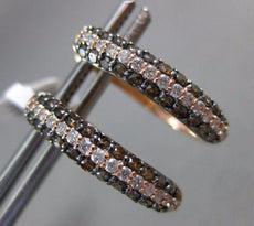 ESTATE .90CT WHITE & CHOCOLATE FANCY DIAMOND 14KT ROSE GOLD 3 ROW OVAL EARRINGS
