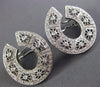 ESTATE LARGE 1.36CT DIAMOND 18KT WHITE GOLD OPEN FILIGREE HOOP CLIP ON EARRINGS