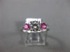 ESTATE 1.22CT DIAMOND & AAA PINK SAPPHIRE 14K WHITE GOLD 3 STONE ENGAGEMENT RING
