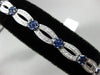 ESTATE WIDE 3.24CT DIAMOND & SAPPHIRE 14KT WHITE GOLD 3D FLOWER TENNIS BRACELET