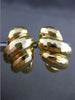 ESTATE LARGE 14KT YELLOW GOLD 3D DIAMOND CUT MULTI WAVE CLIP ON EARRINGS 13mm