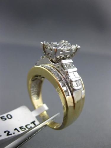 ESTATE LARGE 2.15CT ROUND & PRINCESS DIAMOND 14KT GOLD 3D ENGAGEMENT RING #21530