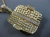 ESTATE .32CT DIAMOND 18KT YELLOW GOLD 3D SQUARE HAMMERED FLOATING FUN PENDANT