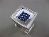 ESTATE MASSIVE 1.75CT DIAMOND & AAA BLUE SAPPHIRE 18KT WHITE GOLD 3D SQUARE RING