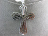 ANTIQUE .75CT DIAMOND 14K WHITE GOLD 3D FILIGREE MILGRAIN CROSS PENDANT #20835