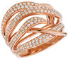 ESTATE LARGE 1.35CT DIAMOND 14K ROSE GOLD MULTI ROW CRISS CROSS ANNIVERSARY RING