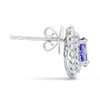 ESTATE LARGE 1.58CT DIAMOND & TANZANITE 18KT WHITE GOLD OVAL HALO STUD EARRINGS