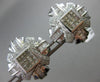 ESTATE MASSIVE 4.0CT DIAMOND 14KT WHITE GOLD 3D SQUARE FLOWER CLIP ON EARRINGS