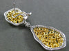 ESTATE LARGE GIA 9.55CT WHITE & YELLOW DIAMOND 18KT 2 TONE GOLD HANGING EARRINGS