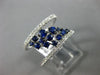 ESTATE WIDE .98CT DIAMOND & AAA SAPPHIRE 14K WHITE GOLD CLUSTER ANNIVERSARY RING