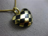 ESTATE BLACK ENAMEL 14K YELLOW GOLD CLASSIC DOUBLE SIDED HEART CHECKERED PENDANT