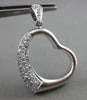 ESTATE LARGE .63CT ROUND DIAMOND 14K WHITE GOLD PAVE OPEN HEART FLOATING PENDANT