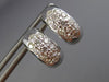 ESTATE WIDE .71CT DIAMOND 14KT WHITE GOLD 3D THREE ROW PAVE HUGGIE EARRINGS