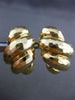 ESTATE LARGE 14KT YELLOW GOLD 3D DIAMOND CUT MULTI WAVE CLIP ON EARRINGS 13mm