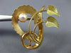 ANTIQUE AAA SOUTH SEA PEARL 18KT ROSE & YELLOW GOLD LEAF HEART PIN BROOCH #23698